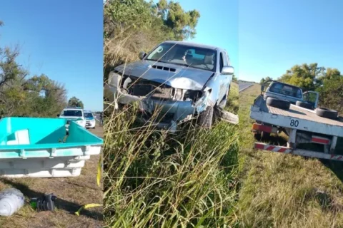 Peligro en [: chocaron contra un piscina plástica que se desprendió de otro vehículo