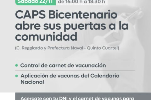 ESTE SÁBADO EL CAPS BICENTENARIO ABRE SUS PUERTAS