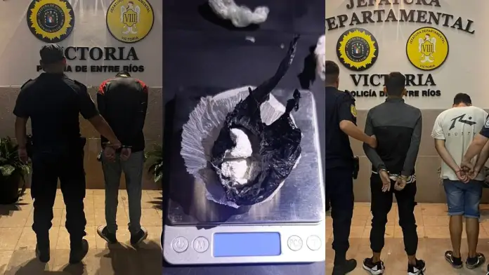 Llevaban una media de tela cargada de droga y fueron detenidos Policiales