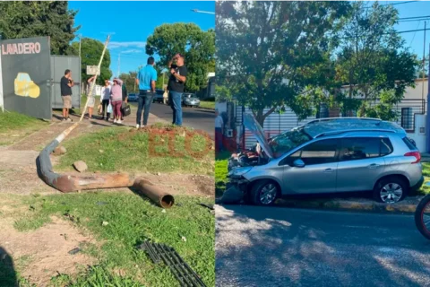 Conductora se descompensó al volante y chocó contra una columna de alumbrado