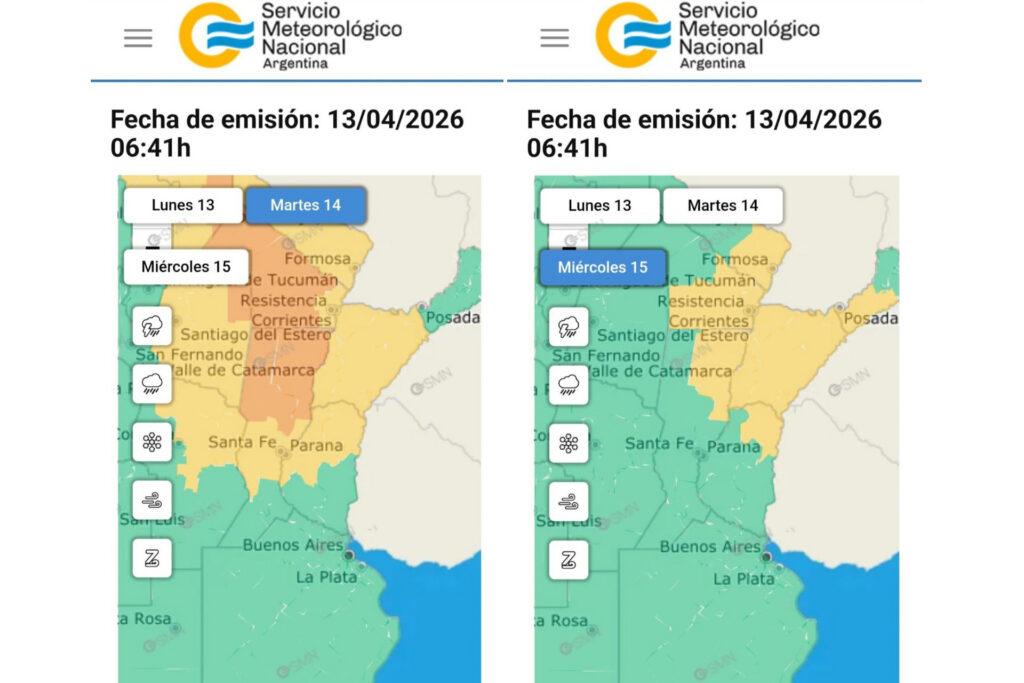 Emitieron una alerta amarilla por tormentas para este martes y miércoles en Entre Ríos Ciudad