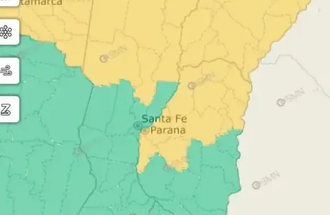 Emiten un alerta amarillo por tormentas para varios departamentos de Entre Ríos