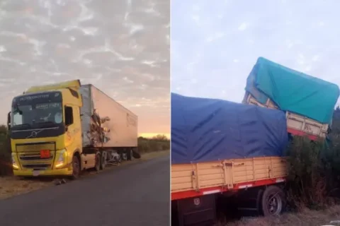 Chocaron dos camiones en la Ruta 6 y complicaron el tránsito